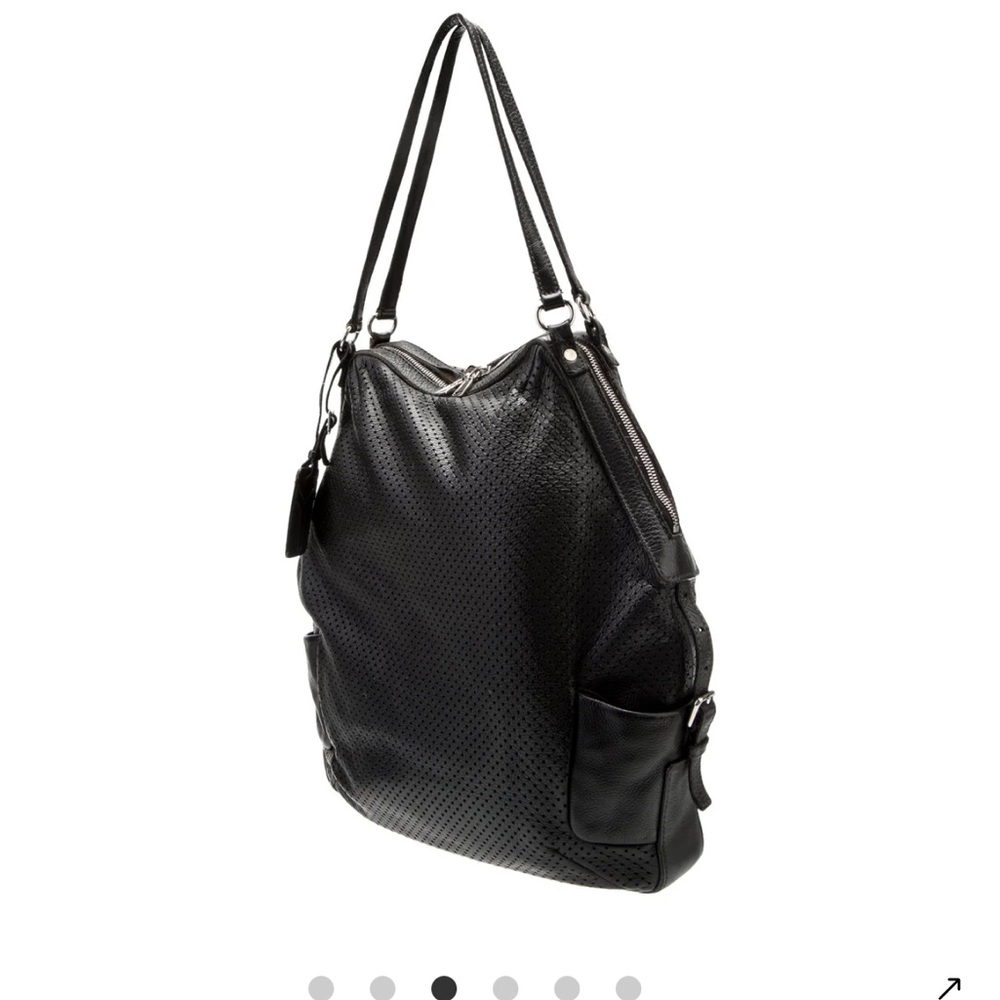 Yves Saint Laurent Perforated Black Leather Hobo